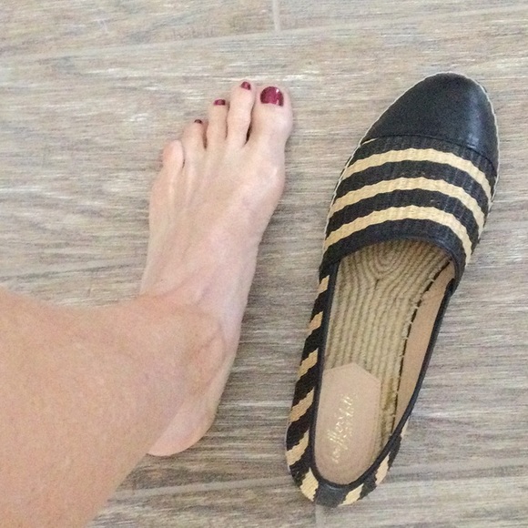 Loeffler Randall Striped Raffia Mara Espadrille Slip On Flats - Picture 5 of 9